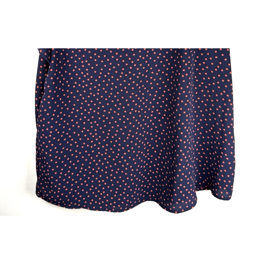 Paper Moon Flutter Short‎ Sleeve Navy Blue Red Stars Keyhole Back Womens XL - Picture 3 of 7